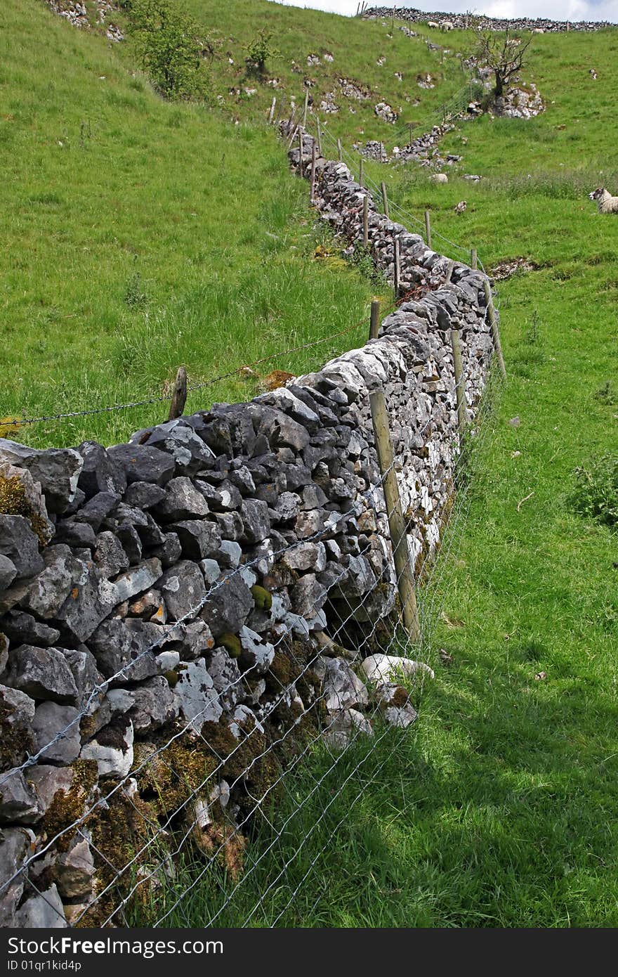 Dry Stone Wall In Derbyshire England