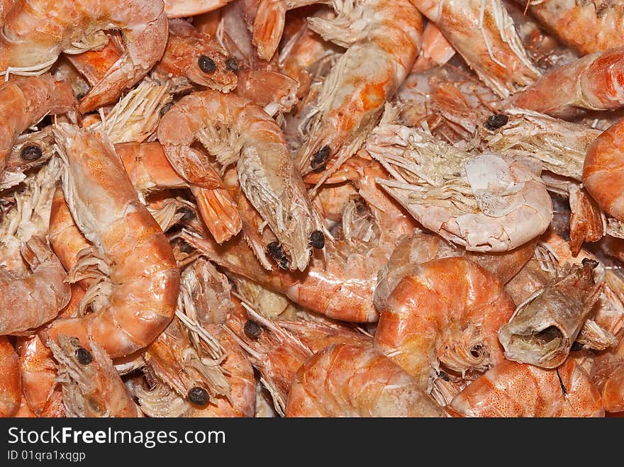 Buying frozen shrimps in  supermarket