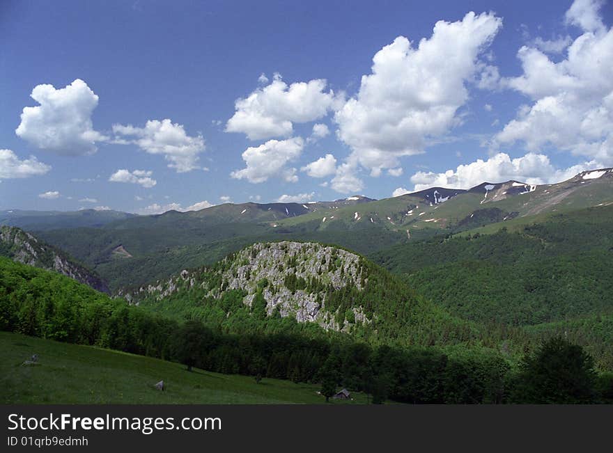 Clouds over Godeanu Mountains from Romanian Carpathians