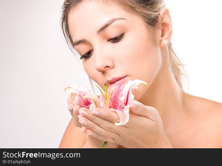 Beautiful woman with flower