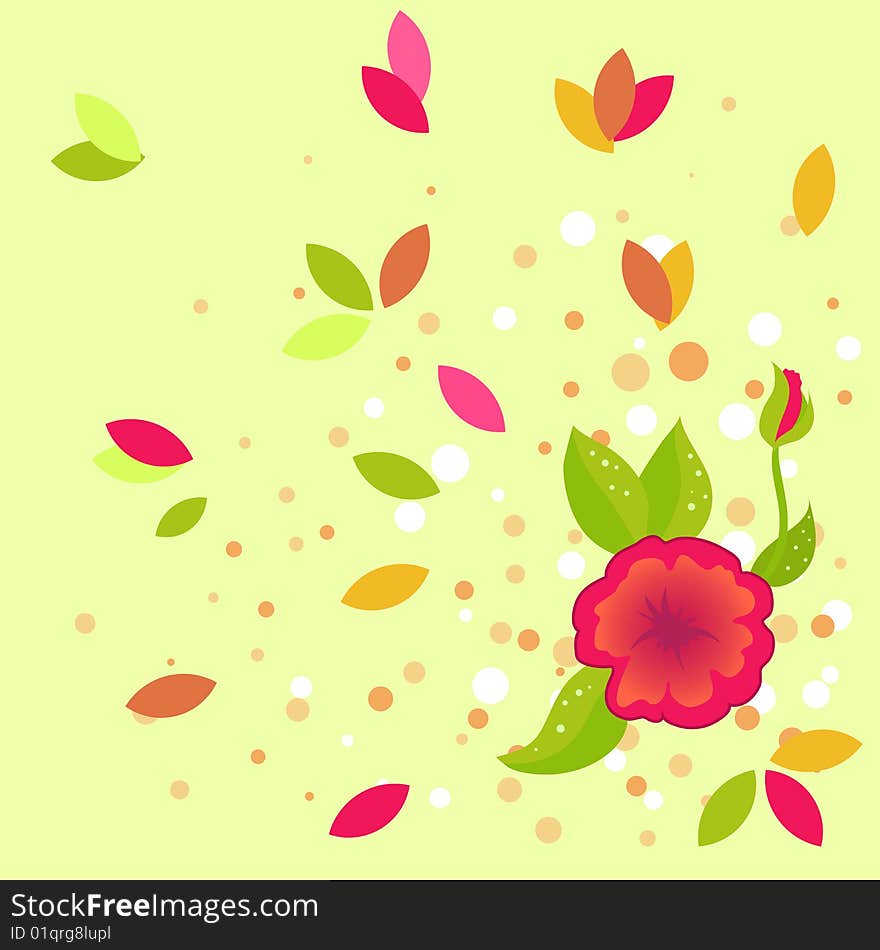 Spring background with flowers and petals