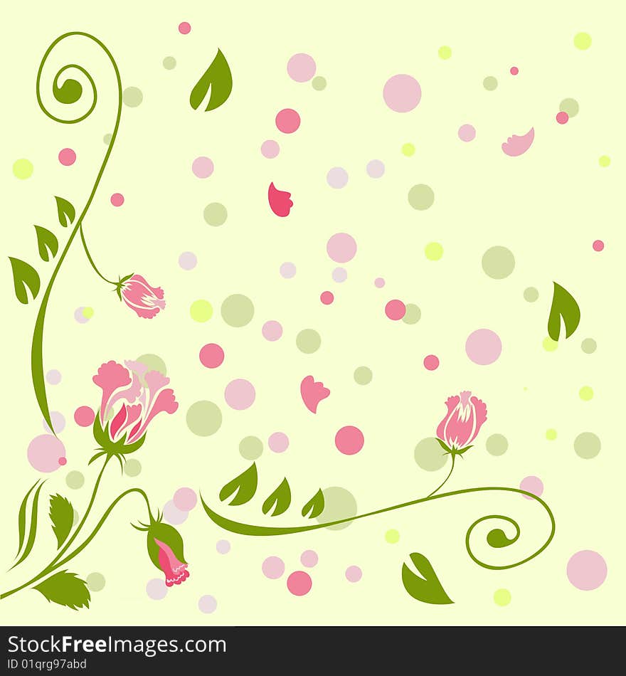 Rose background with flowers and petals