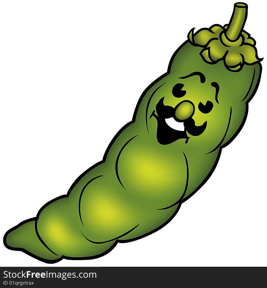 Green Pea - colored cartoon illustration as vector