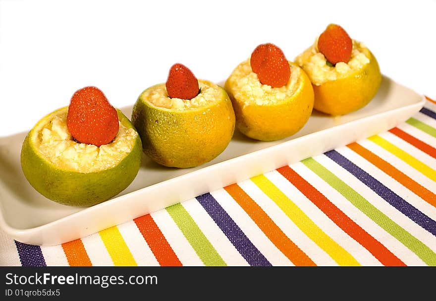 Filled oranges with ice cream sorbet