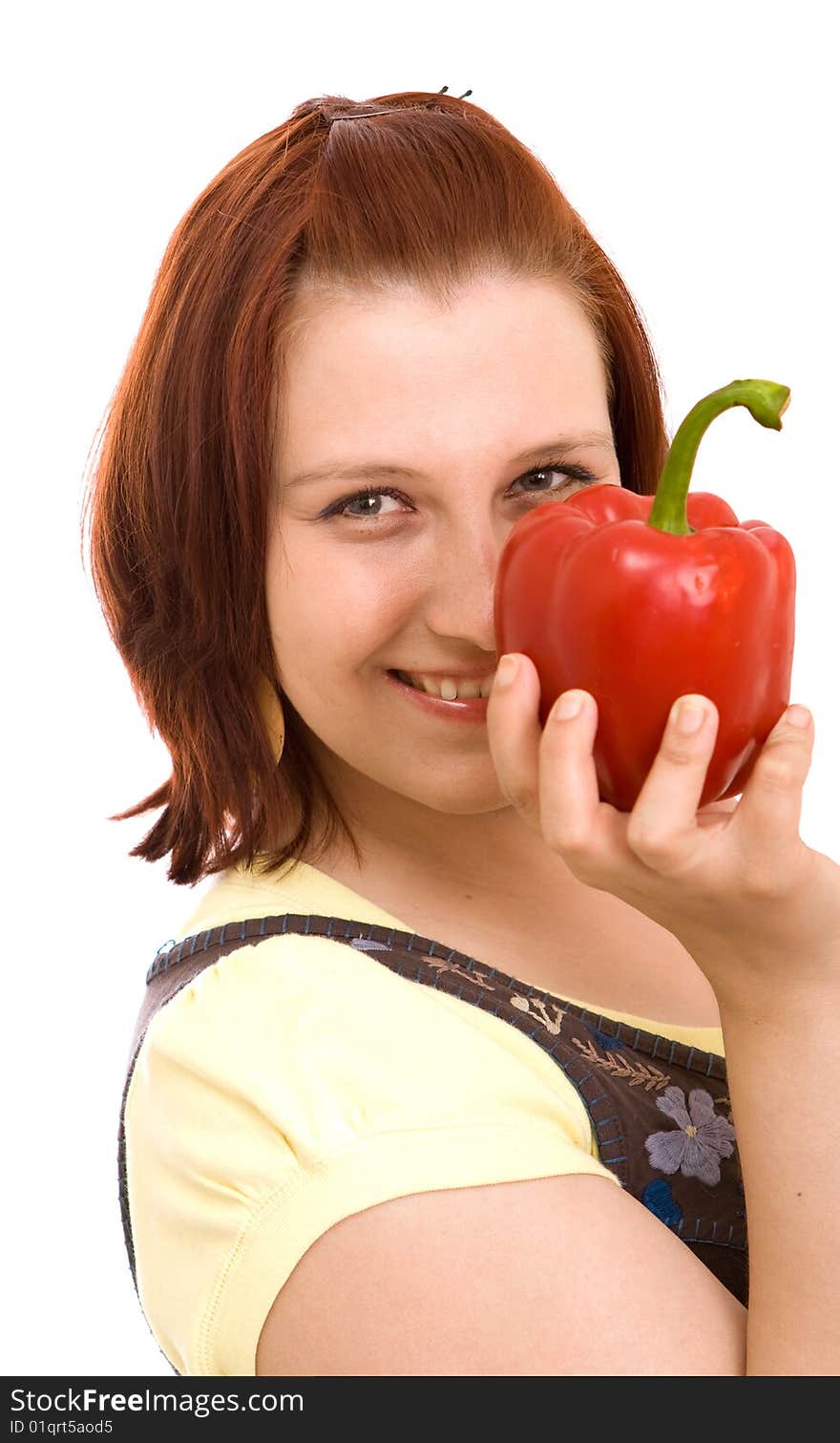 Woman eating vegetables