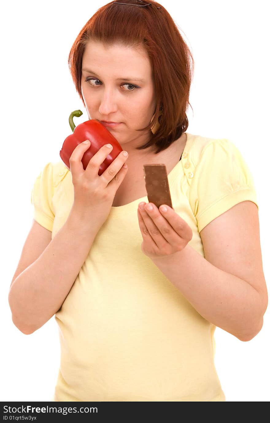 Woman Eating Vegetables