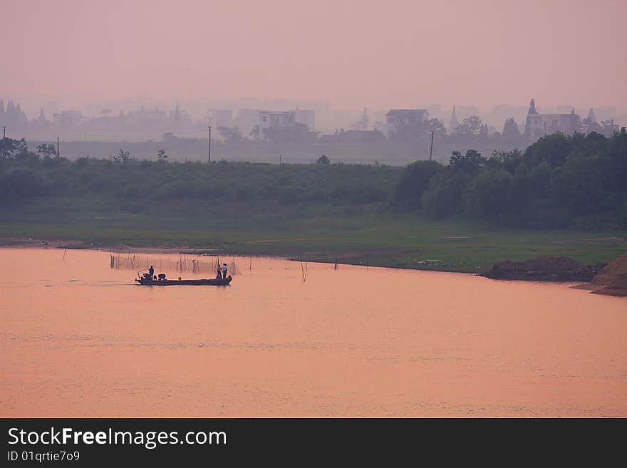 A ferry on the river