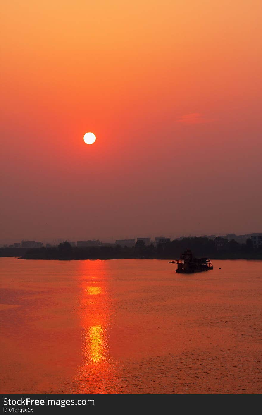 The landscape is very beautiful at sunset