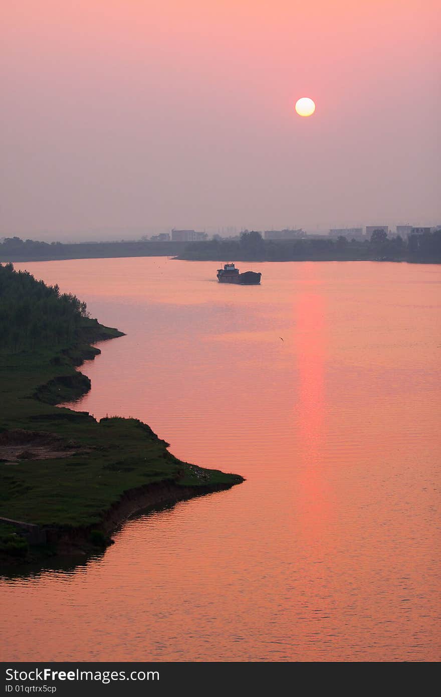 The landscape is very beautiful at sunset