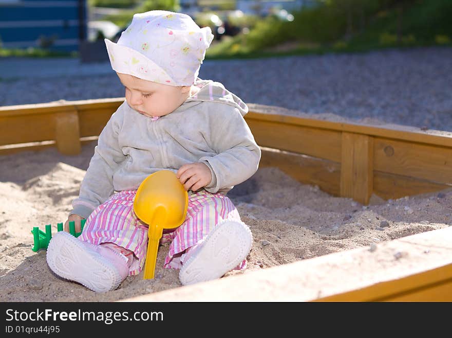 Sweet baby having fun outdoor