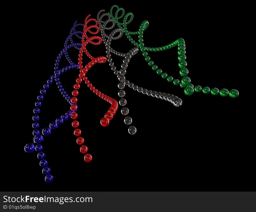 Computer generated model of helix structure of balls. Computer generated model of helix structure of balls