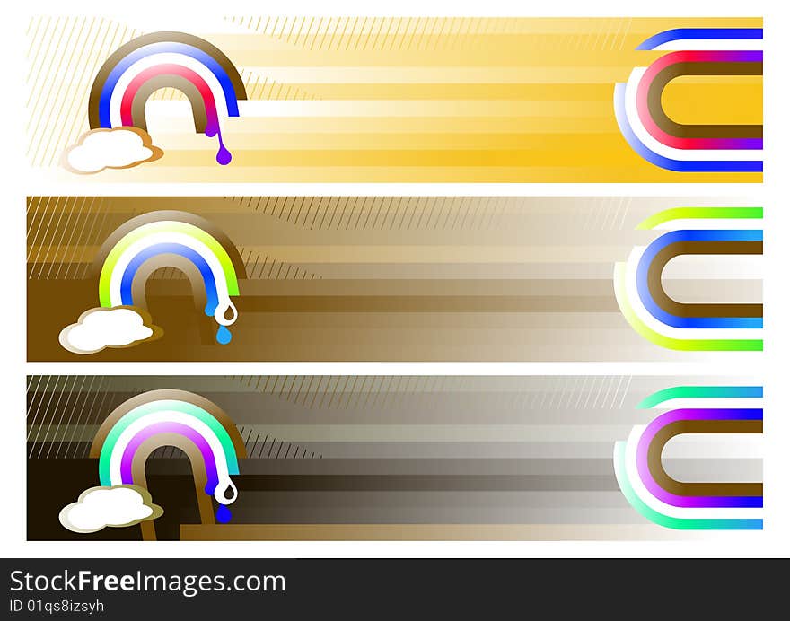 Vector illustration of three Rainbow Web Banners