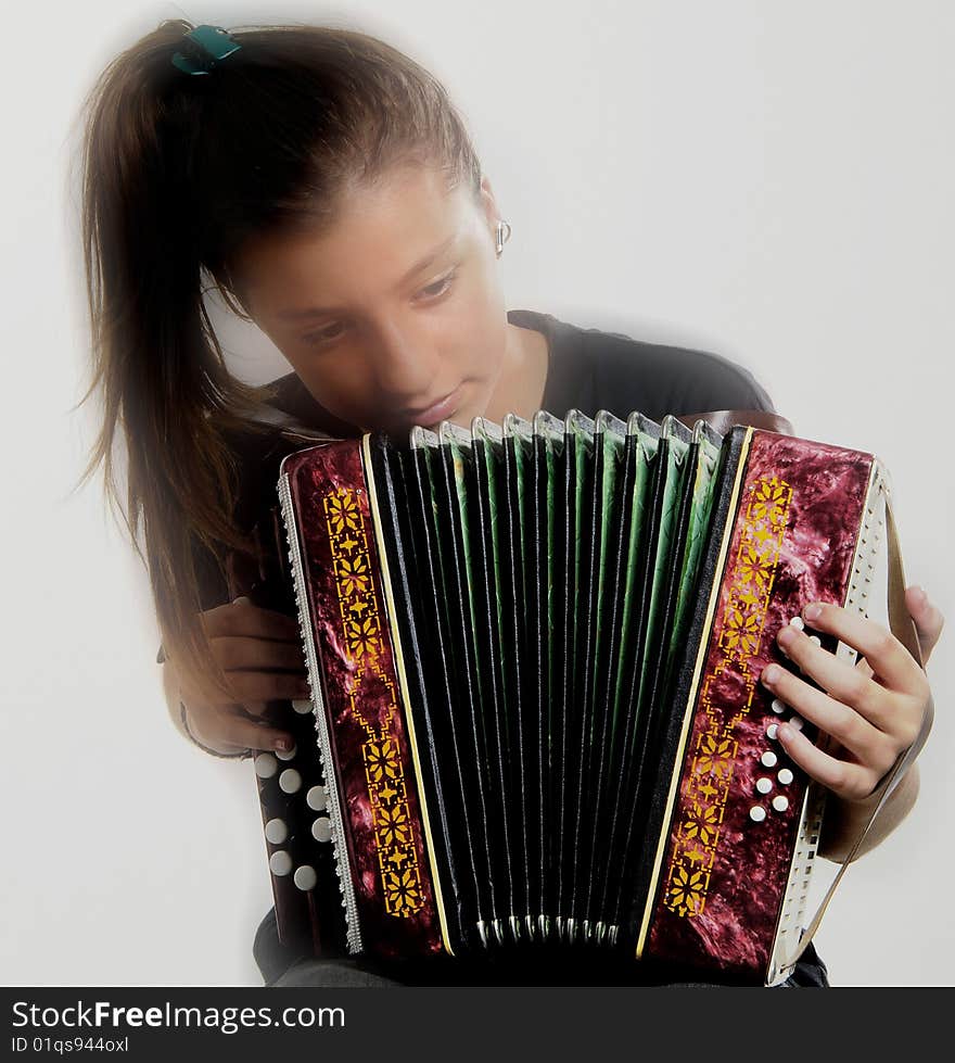 Musician hands on an accordion. Musician hands on an accordion