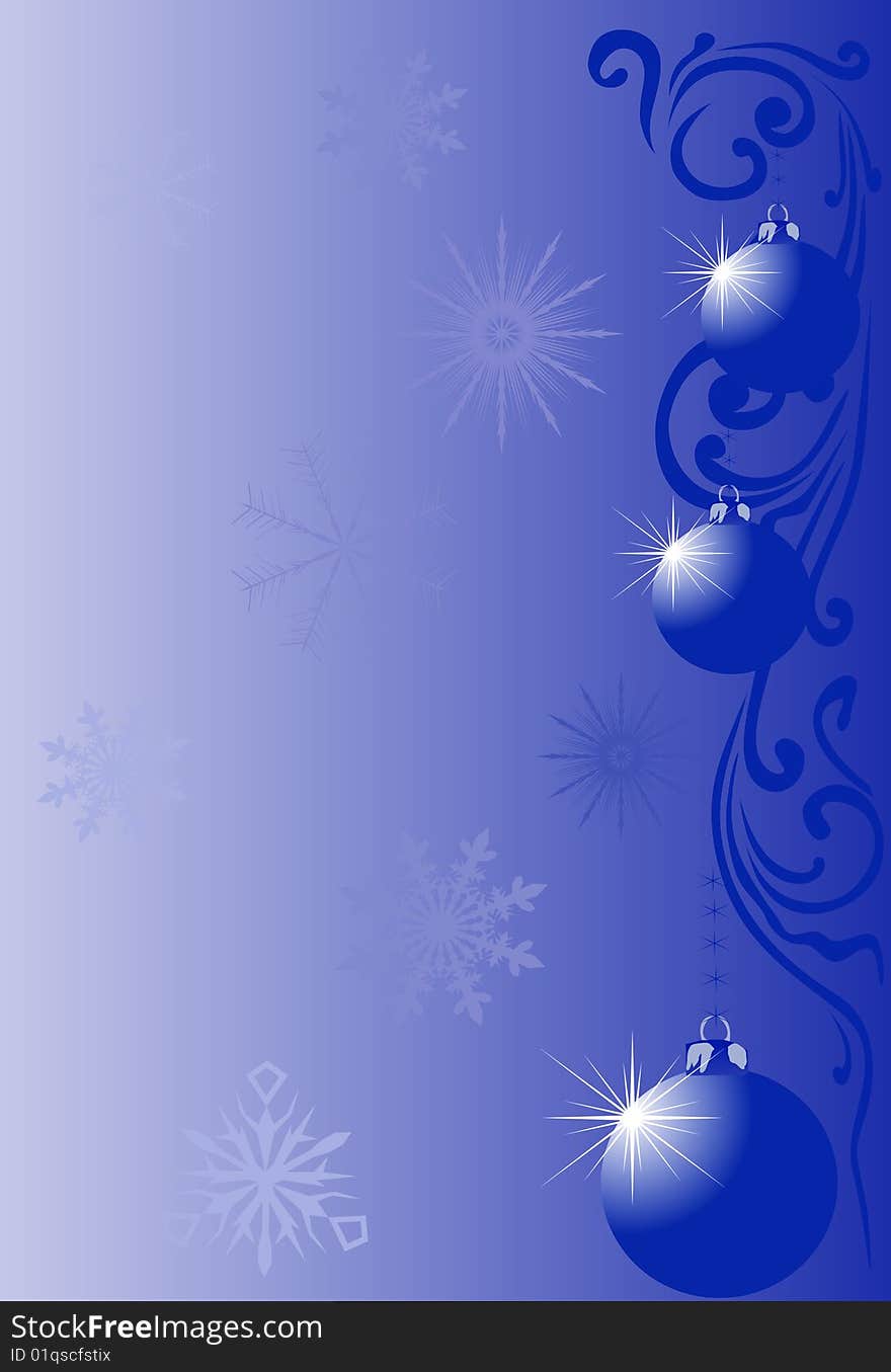 Blue christmas illustration with snowflakes and Christmas tree. Blue christmas illustration with snowflakes and Christmas tree