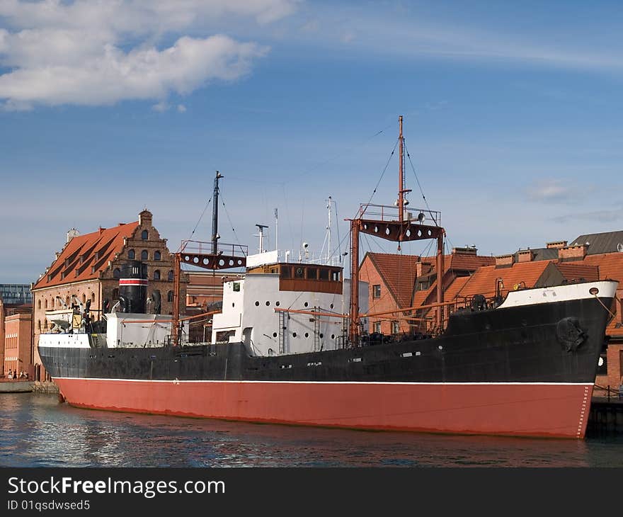 A first ship build in Poland after WWII. A first ship build in Poland after WWII.