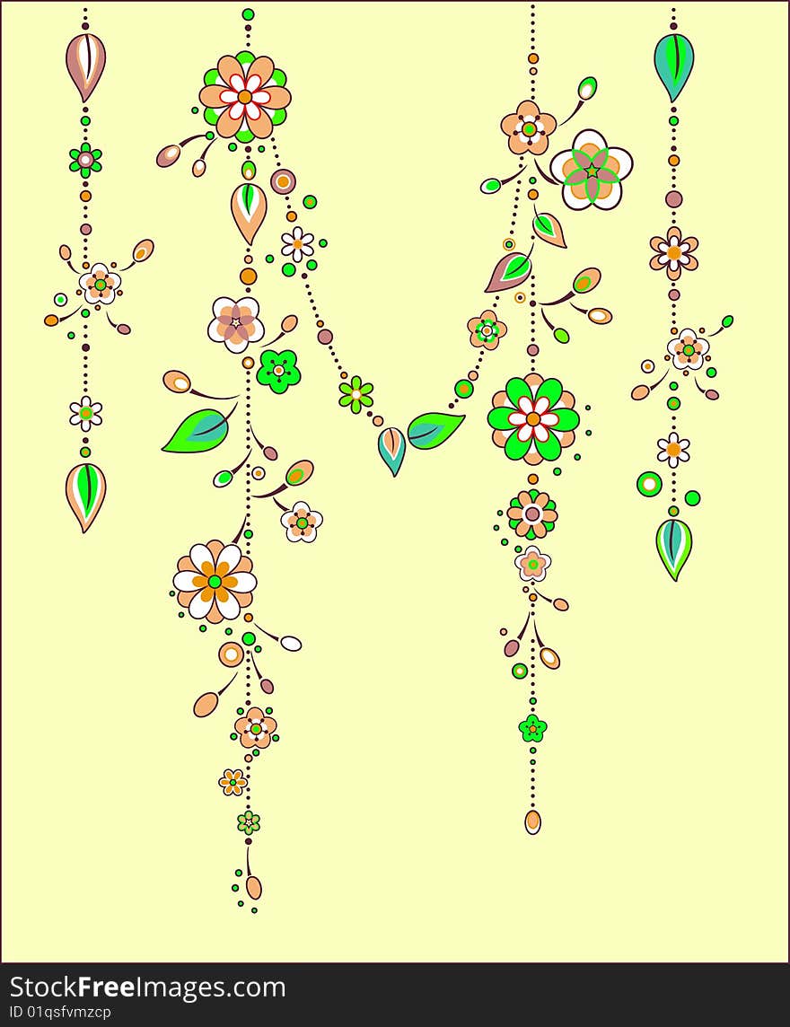 Vector Illustration of Decorative Wind Chimes with floral ornament design