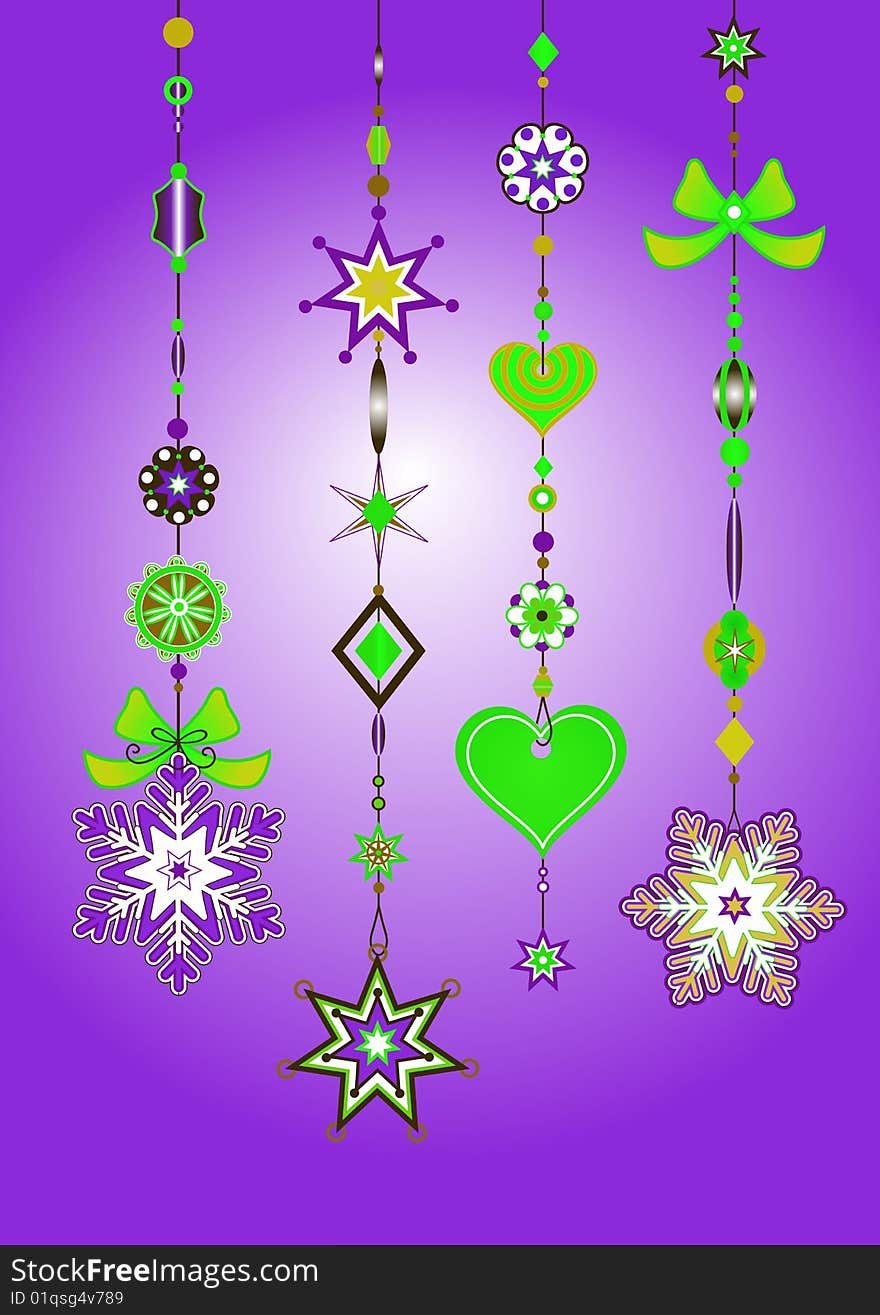 Vector Illustration of Decorative Wind Chimes with fanky snowflake shapes design