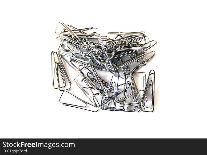 A bunch of silver paperclips