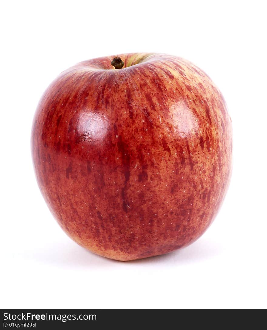 Healthy red apple on a white background