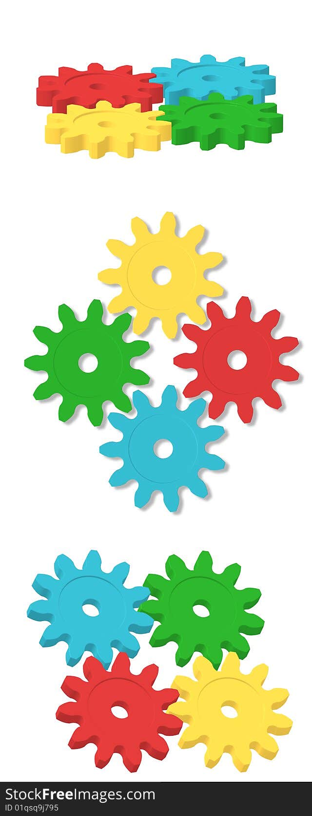 Abstract gears. 3D illustration. Concept of communication and teamwork. Abstract gears. 3D illustration. Concept of communication and teamwork