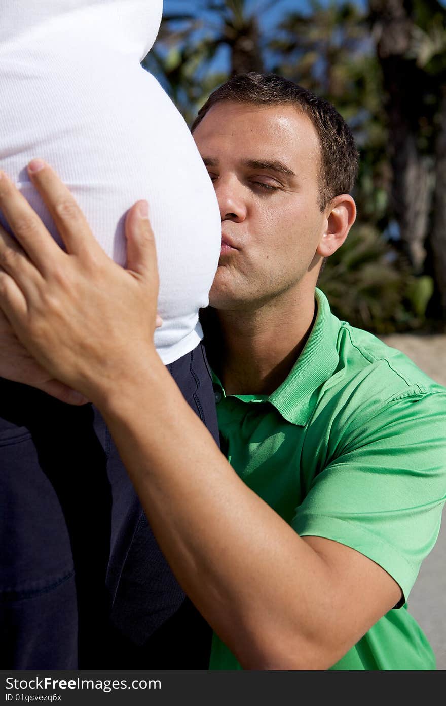 A pregnant couple spending time together full term