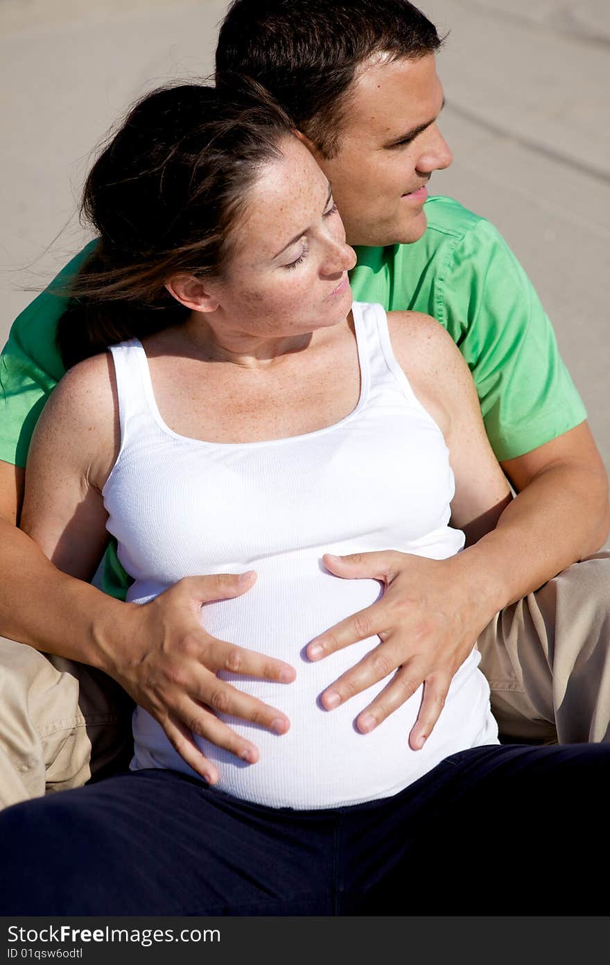 A pregnant couple spending time together full term