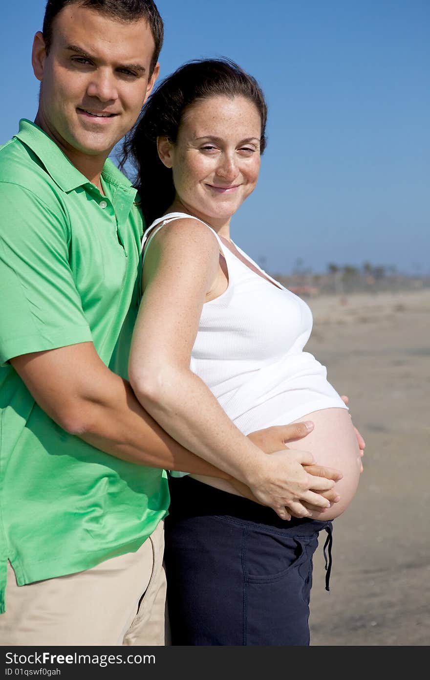 A pregnant couple spending time together full term