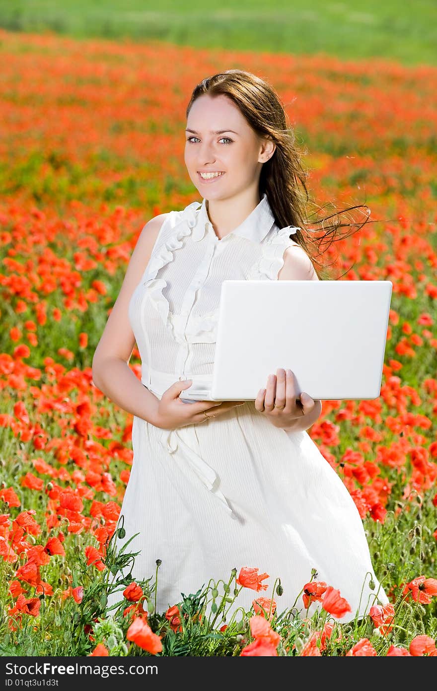 Smiling Girl With Laptop