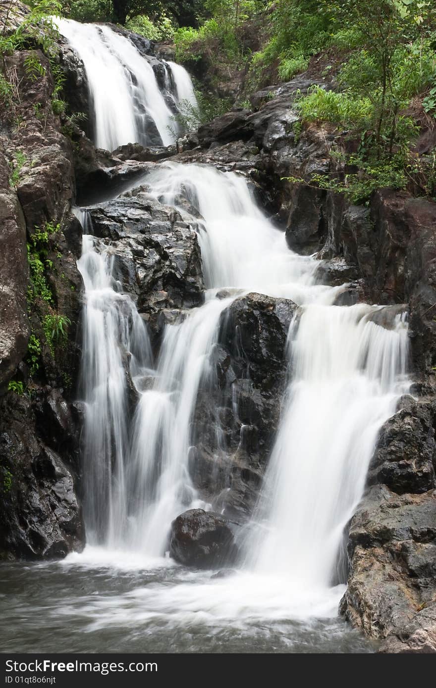 Waterfall In Tropical Forest