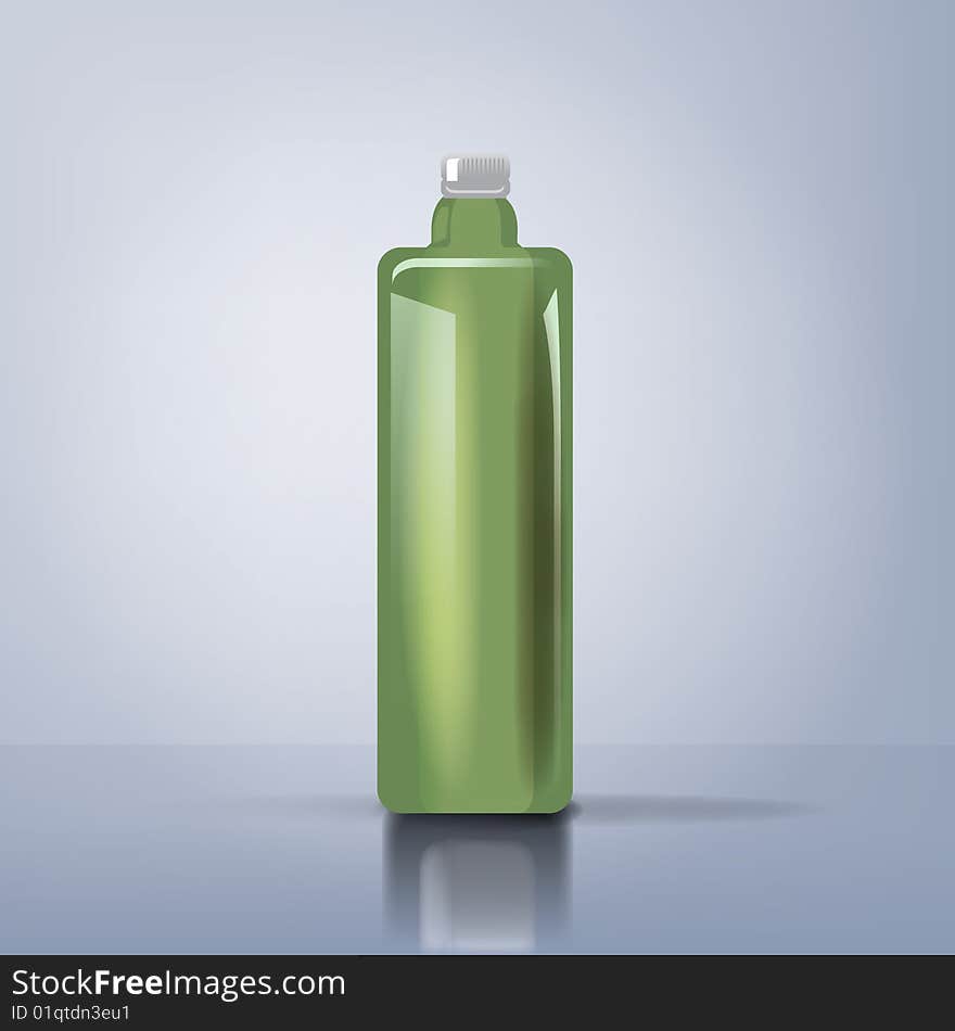 An illustration of an olive oil bottle with reflexions. An illustration of an olive oil bottle with reflexions