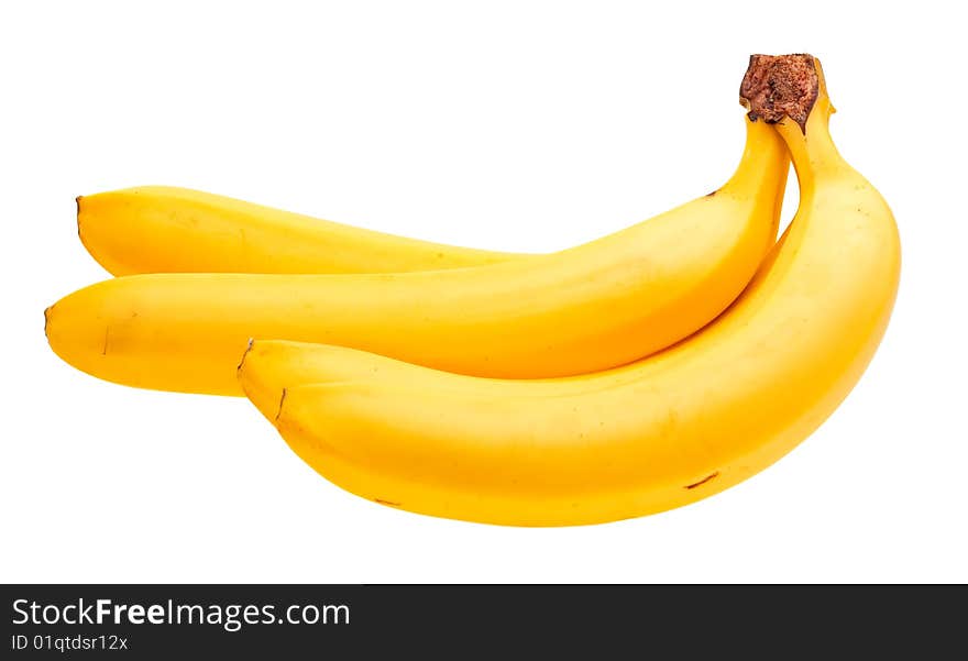 Close-up fresh bunch of bananas isolated on white background