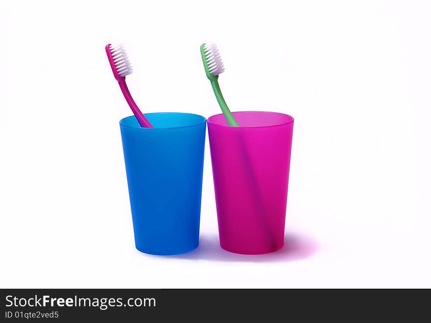 Toothbrushes in a color holders