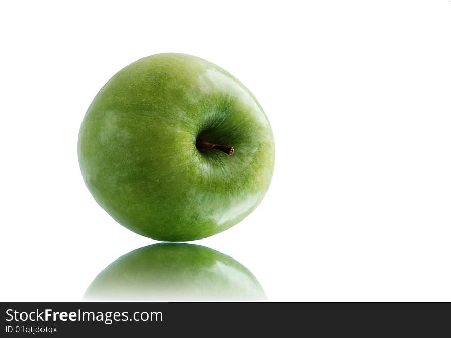 Green apple on white background