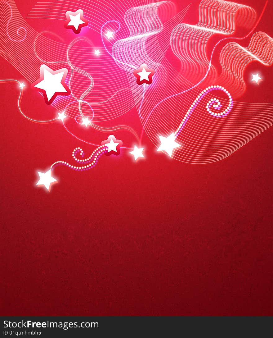 Abstract red background with stars, space for text. Abstract red background with stars, space for text