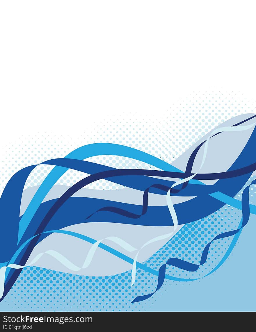 The vector illustration contains the image of blue waves background