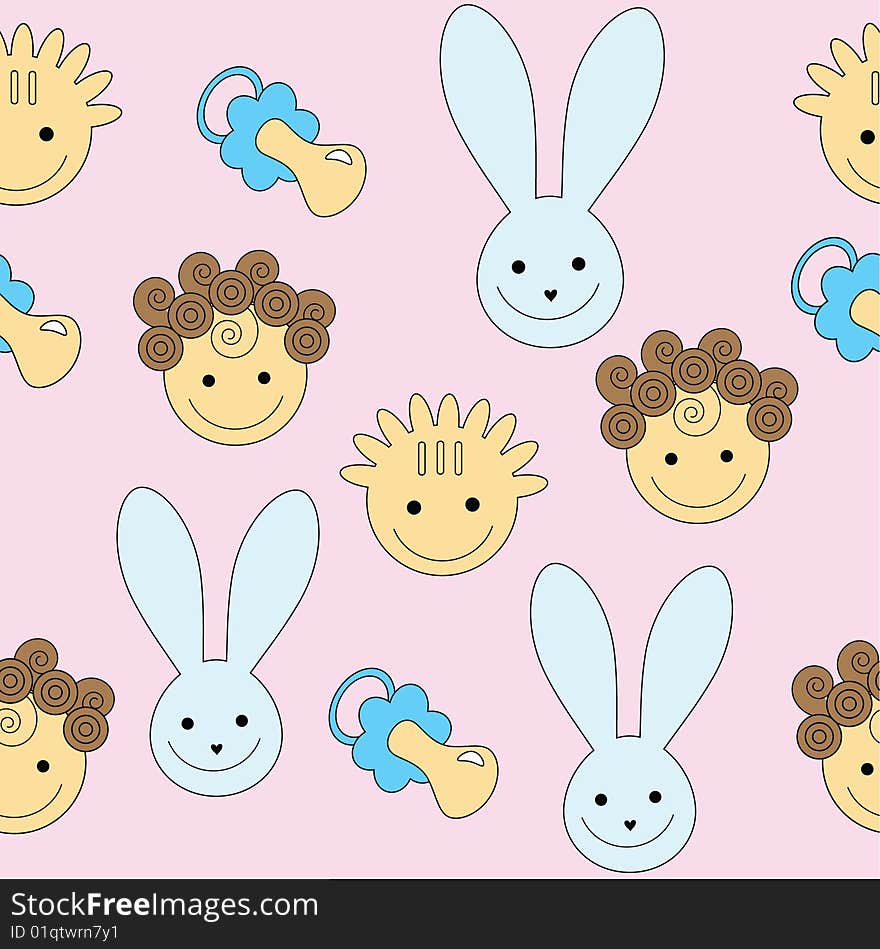 The vector illustration contains the image of seamless baby pattern