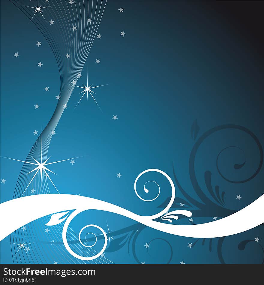 Blue christmas background with ornaments for design