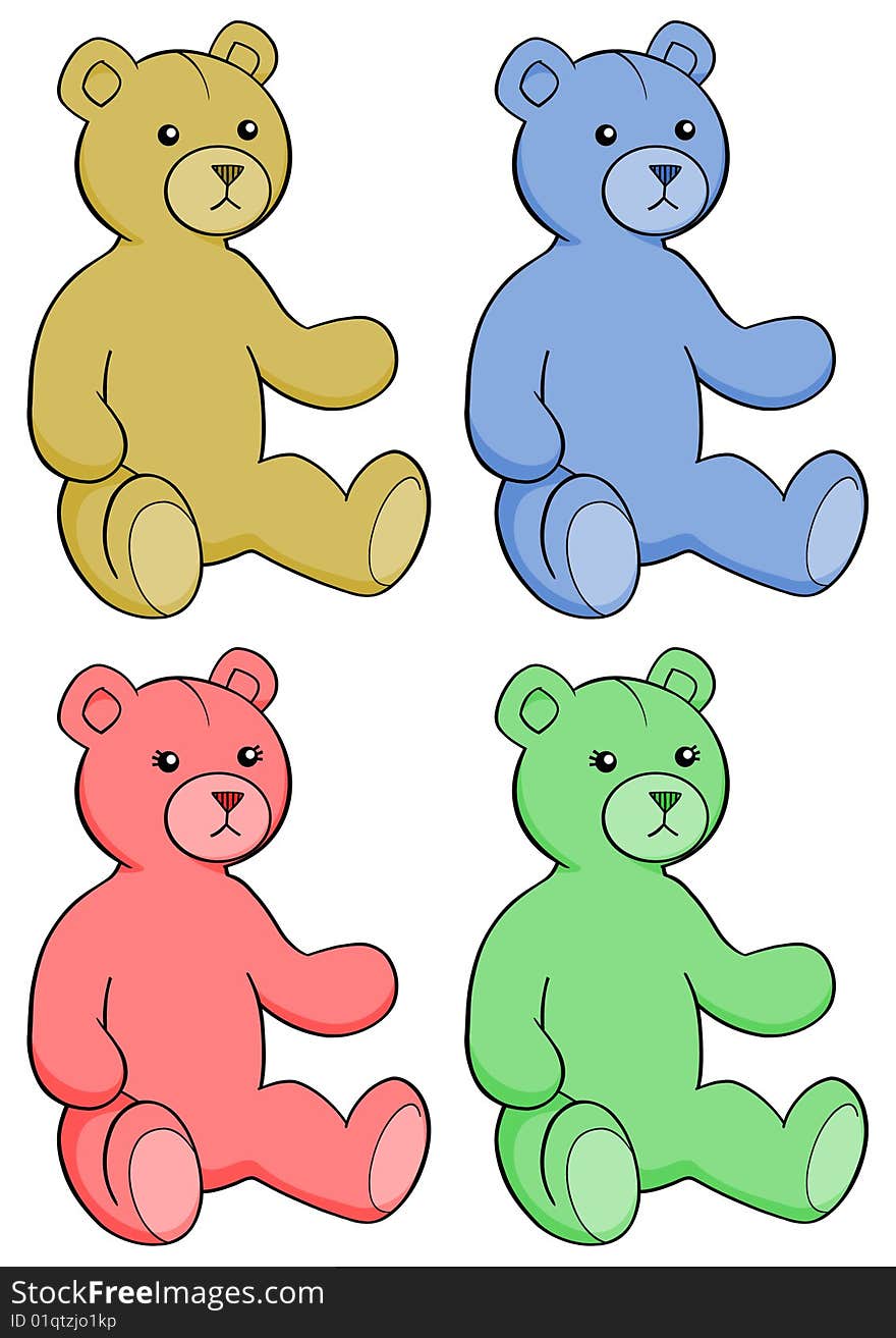 Plain teddy bears with color selections for boy and girl. Plain teddy bears with color selections for boy and girl.