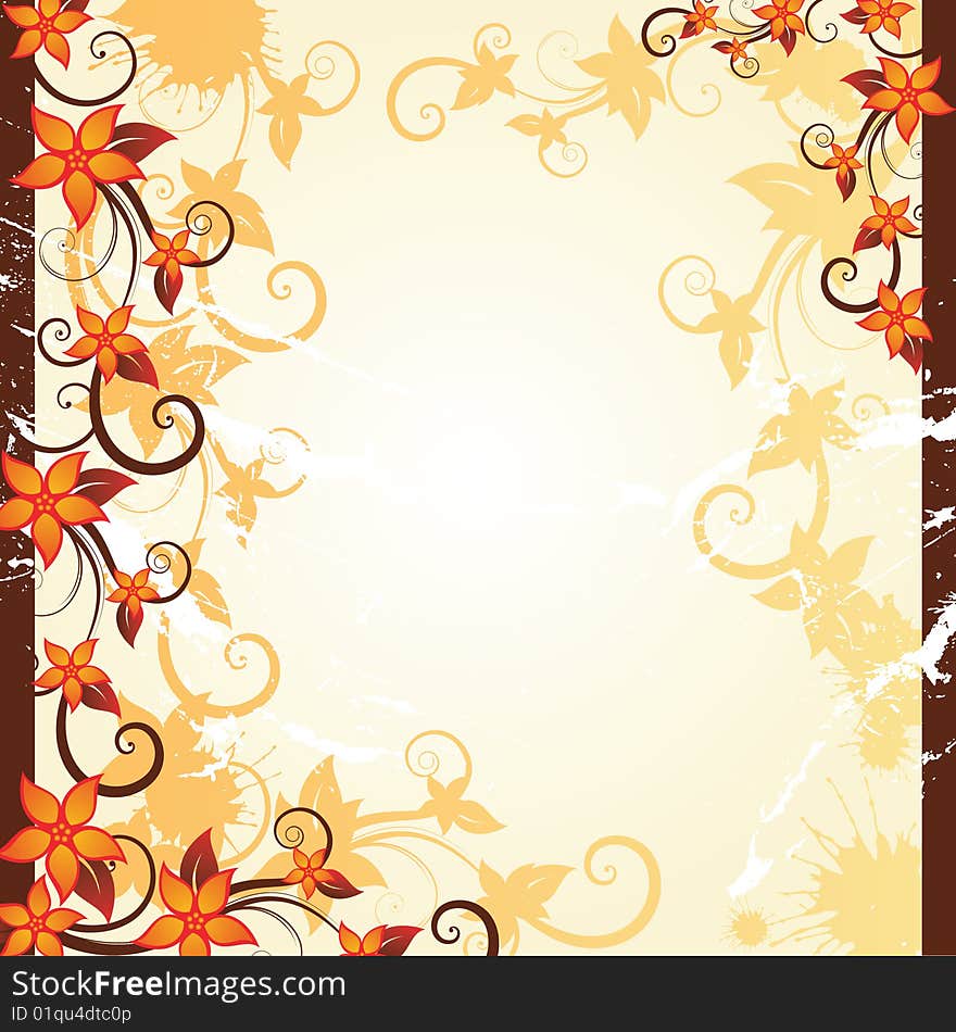 Autumn floral frame with place for text