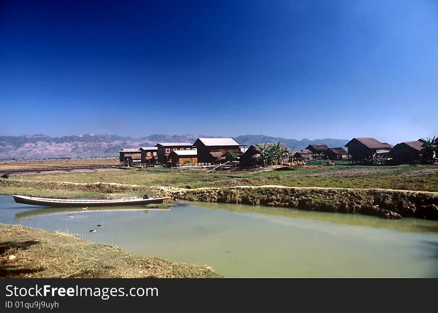 Small village near Inle Lake in Myanmar. Small village near Inle Lake in Myanmar