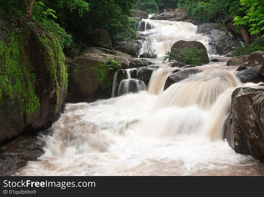 Waterfall In Tropical Forest