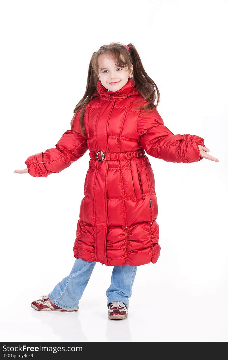 Girl in fashionable winter down clothes. Girl in fashionable winter down clothes