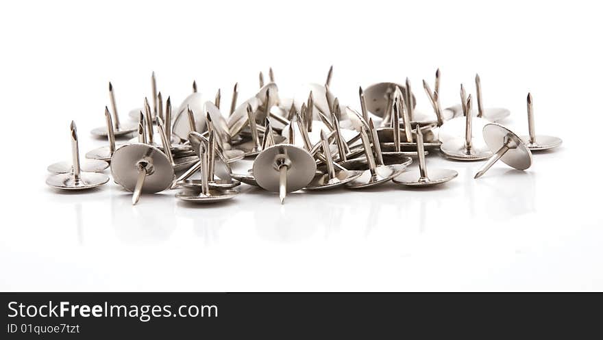 A pile of steel furniture stud. A pile of steel furniture stud