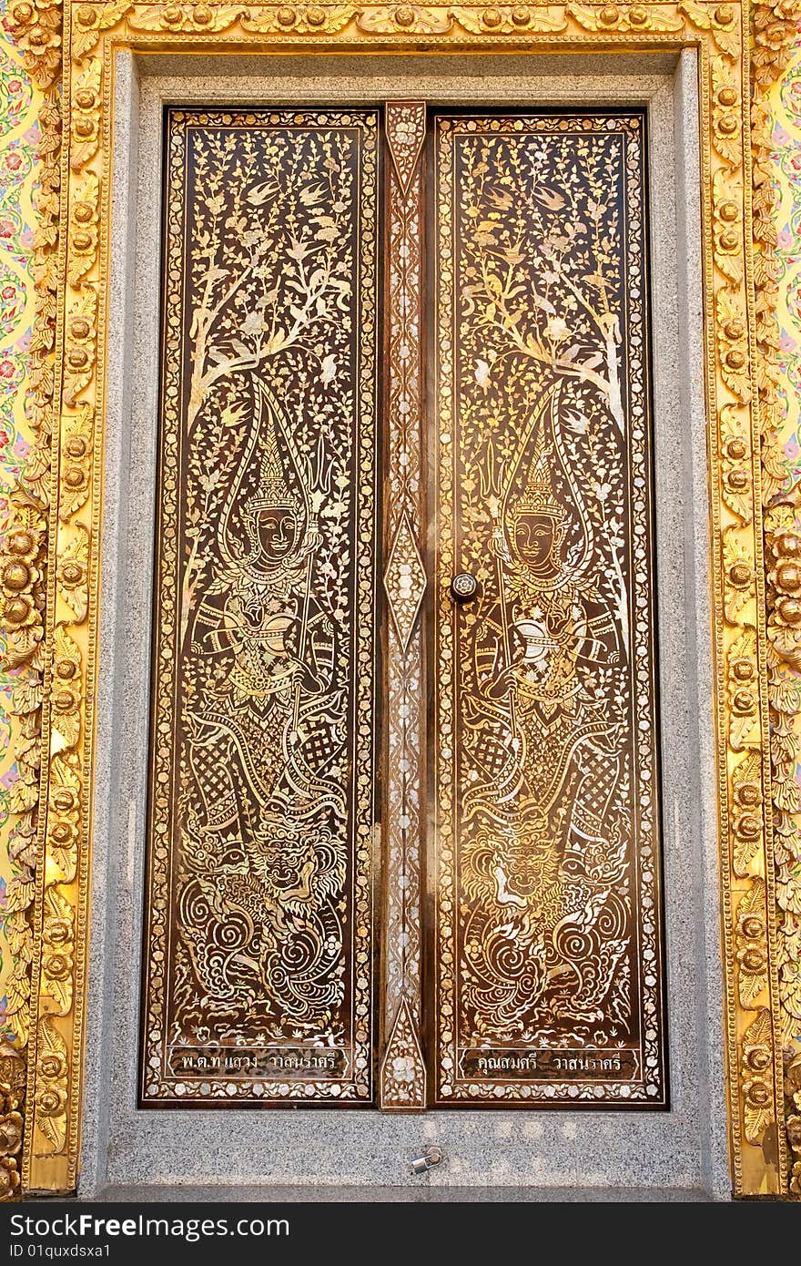 Traditional Thai Style Buddhist Church Door