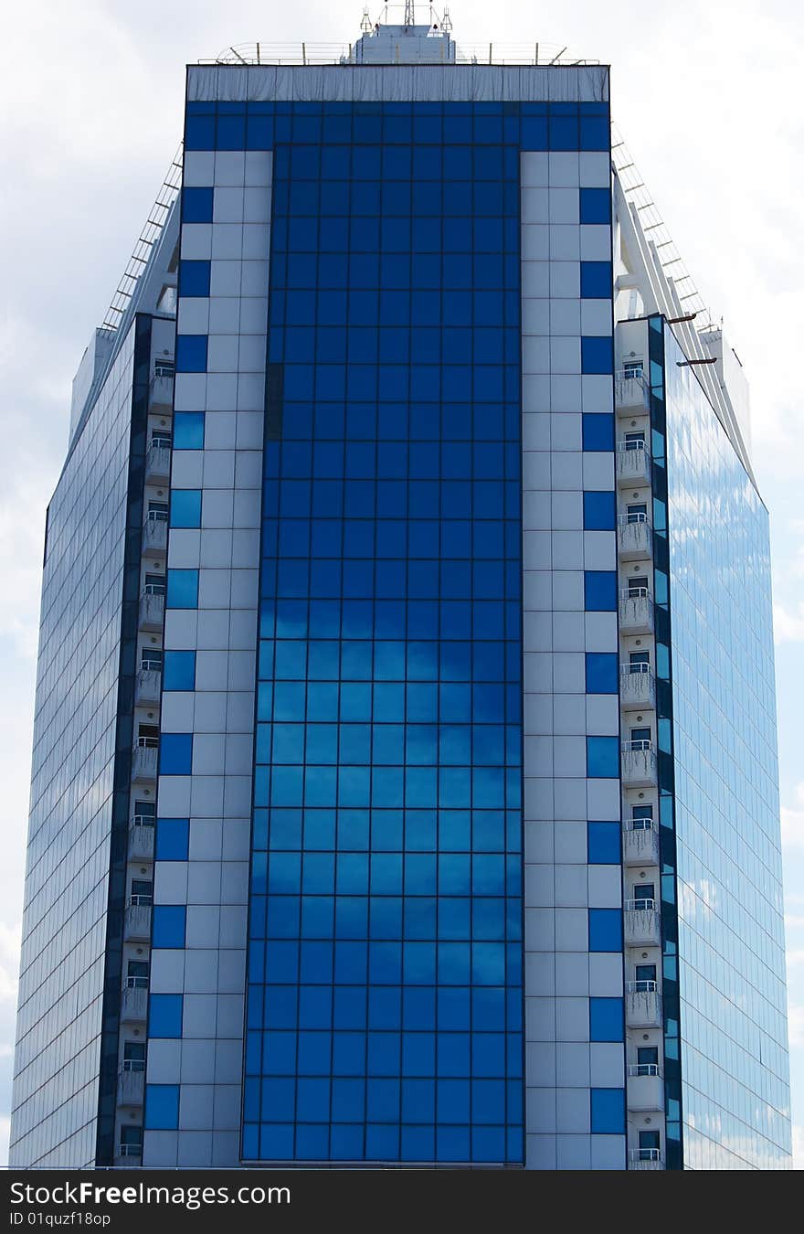 Modern building, reflections and sky