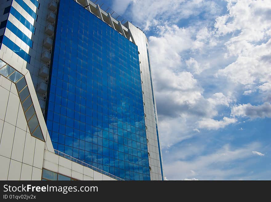 Modern building, reflections and sky