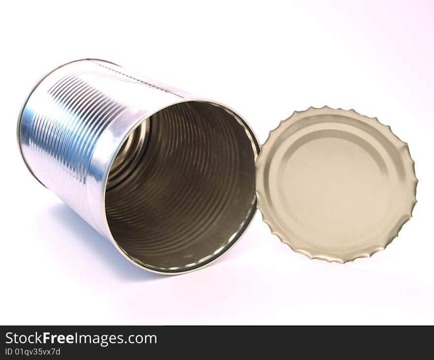 Color photo of the empty cans. An isolated object on a white background. Color photo of the empty cans. An isolated object on a white background