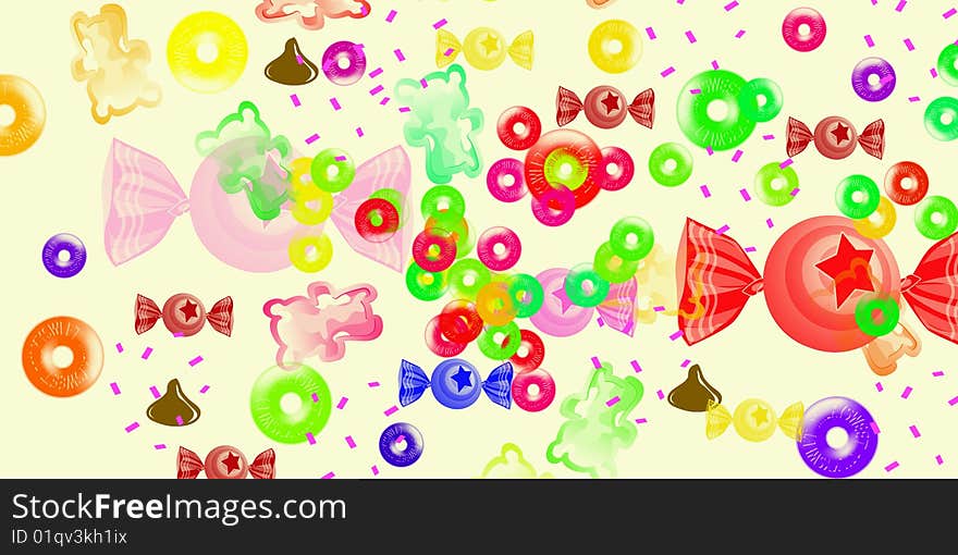 Background with different sweet candies. for birthday. Background with different sweet candies. for birthday