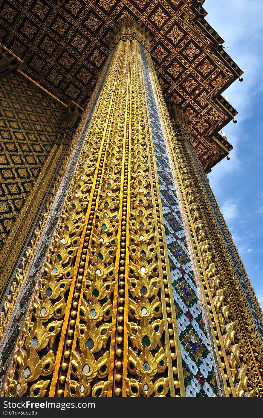 Beautiful pillar at Wat Phra puddhabat temple in Saraburi, Thailand