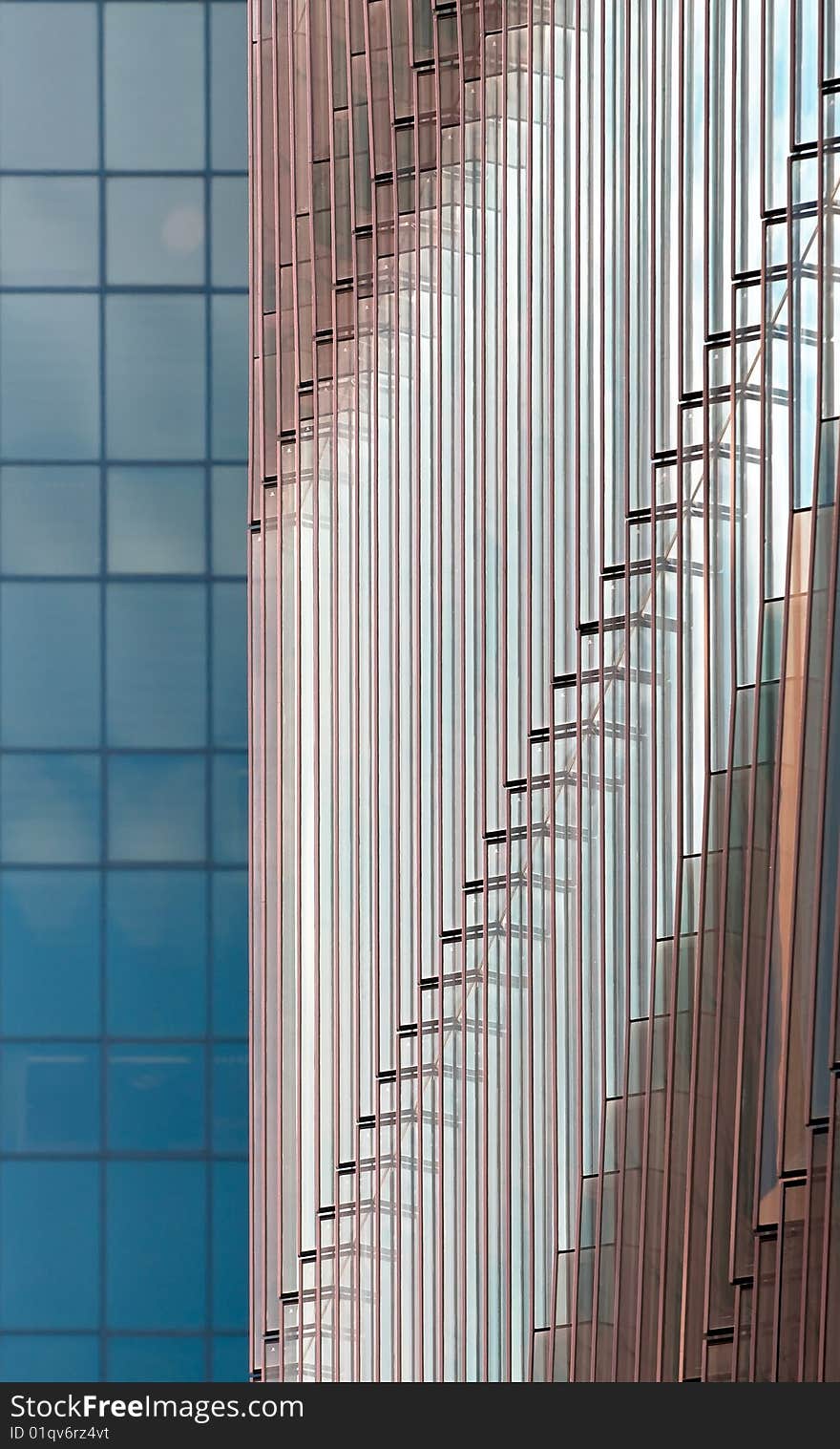 Linear abstract forms created by the juxtaposition of the facades of modern buildings, with perspective correction. Linear abstract forms created by the juxtaposition of the facades of modern buildings, with perspective correction